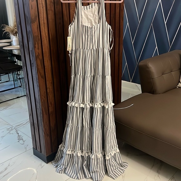 NWT Eliza J long stripped layered tassel dress - Picture 2 of 7